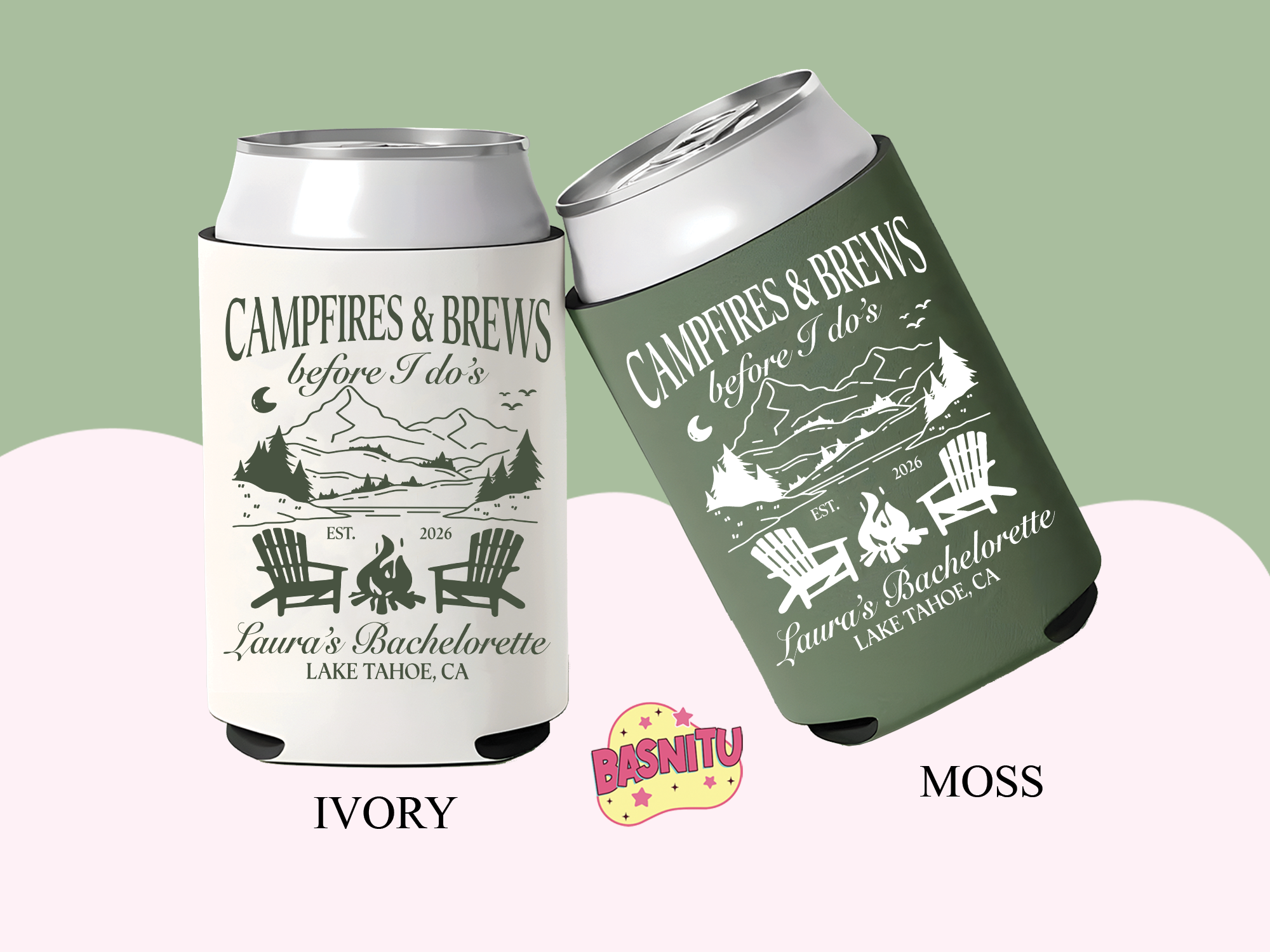 Campfires and Brews Before I Dos Can Cooler, Custom Camping Bachelorette Party Can Coozie Campfires and Brews Before I Dos Can Cooler, Custom Camping Bachelorette Party Can Coozie - Image 5