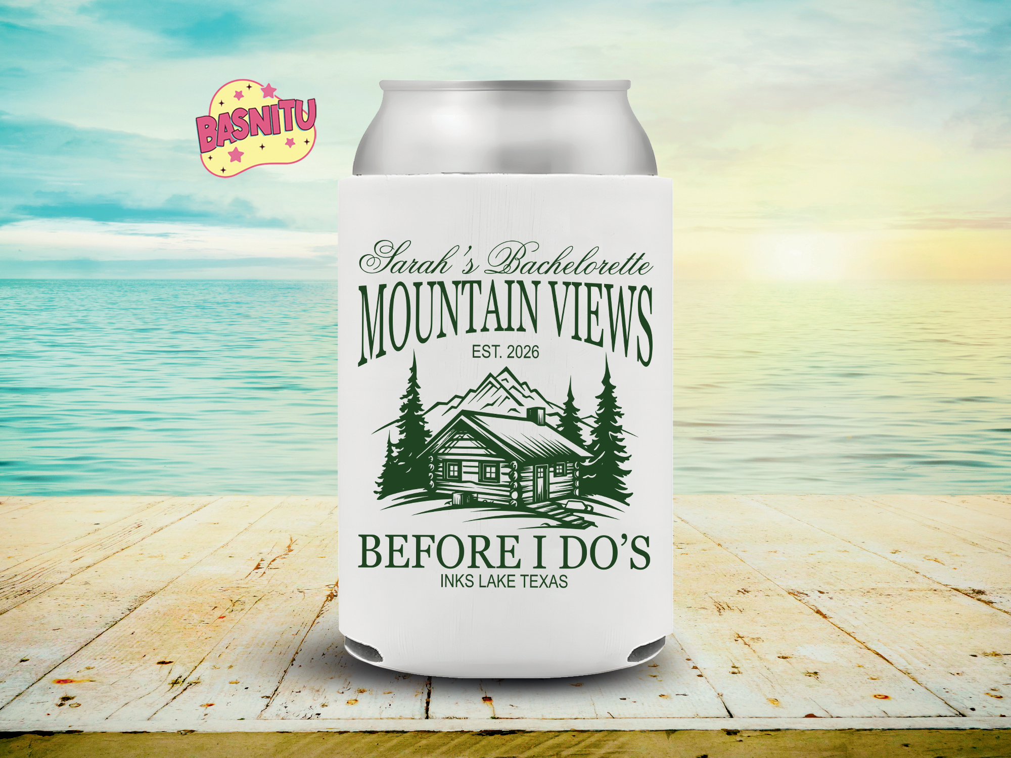 Mountain Views Before I Do Can Cooler, Camping Bachelorette Can Coozie Mountain Views Before I Do Can Cooler, Camping Bachelorette Can Coozie - Image 5