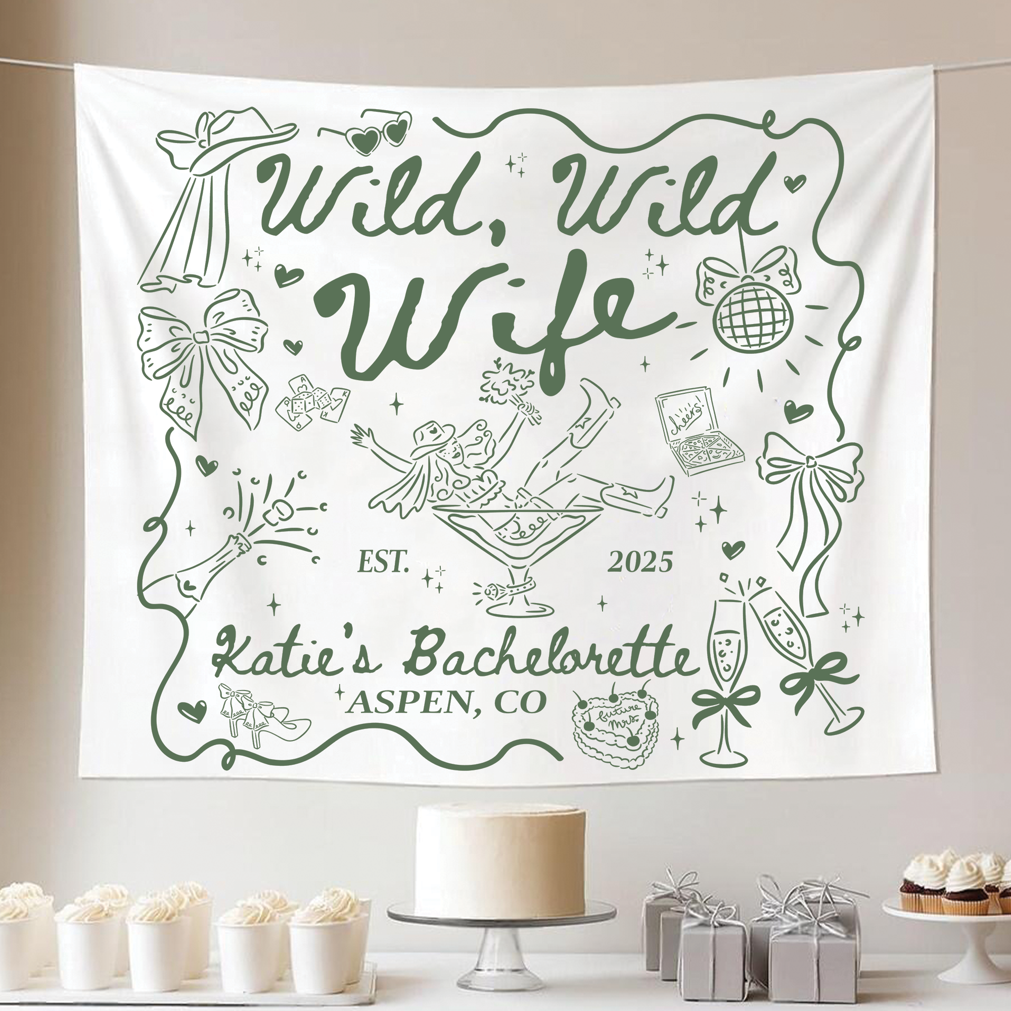 Wild Wild Wife Bachelorette Tapestry, Country Western Bachelorette Banner Wild Wild Wife Bachelorette Tapestry, Country Western Bachelorette Banner - Image 5