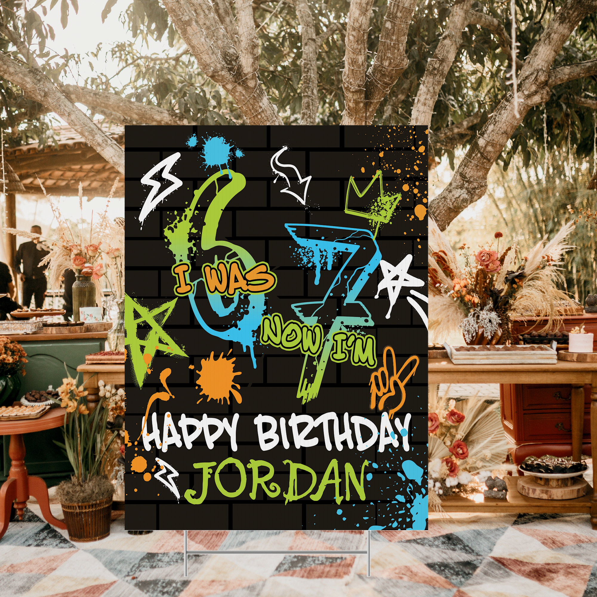 Personalized 6 7 Birthday Party Tapestry, Kid Birthday Backdrop Personalized 6 7 Birthday Party Tapestry, Kid Birthday Backdrop - Image 5