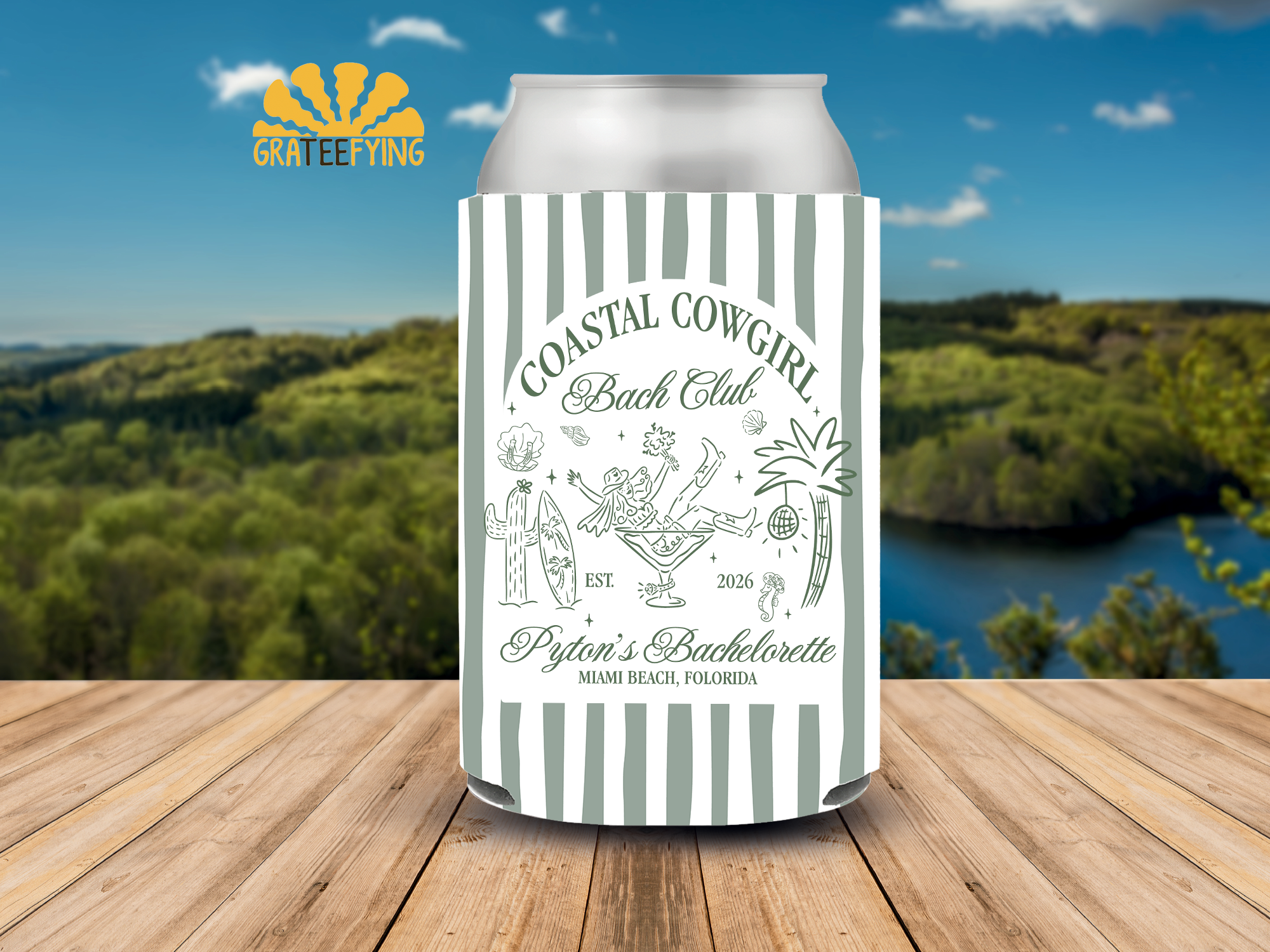 Cowgirl Bachelorette Can Cooler – Custom Coastal Bach Club Coozie Cowgirl Bachelorette Can Cooler – Custom Coastal Bach Club Coozie - Image 5