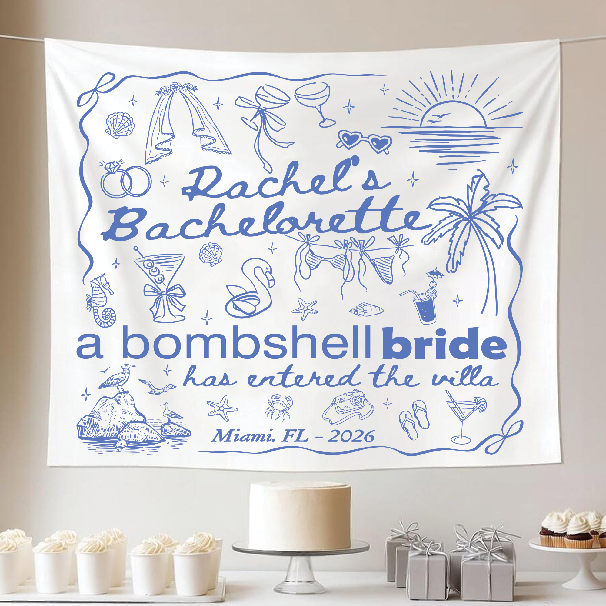 A Bombshell Bride Has Entered The Villa Tapestry, Bach Island Bachelorette Banner A Bombshell Bride Has Entered The Villa Tapestry, Bach Island Bachelorette Banner - Image 5