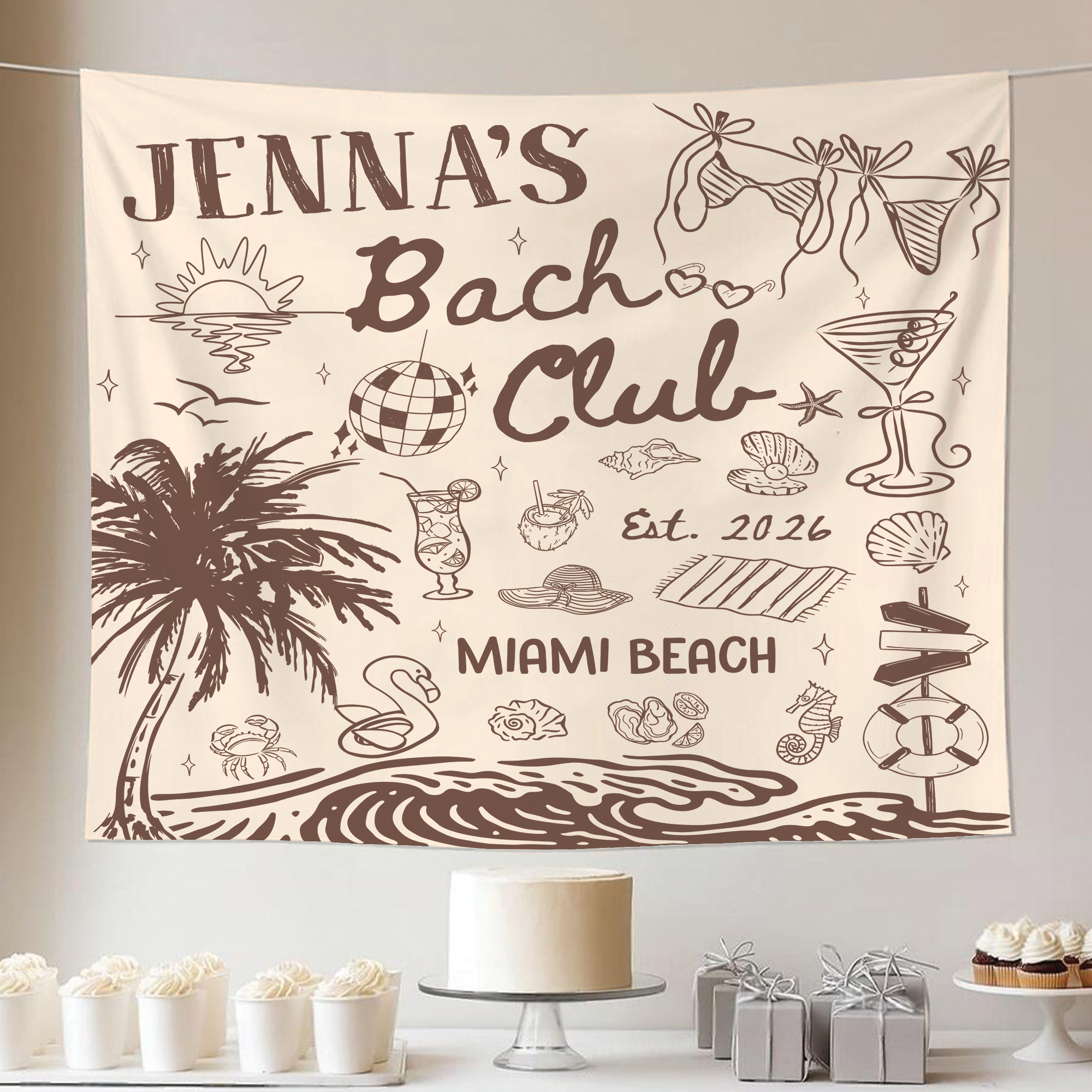Custom Beach Bachelorette Tapestry – Bach Club Party Banner Custom Beach Bachelorette Tapestry – Bach Club Party Banner - Image 5