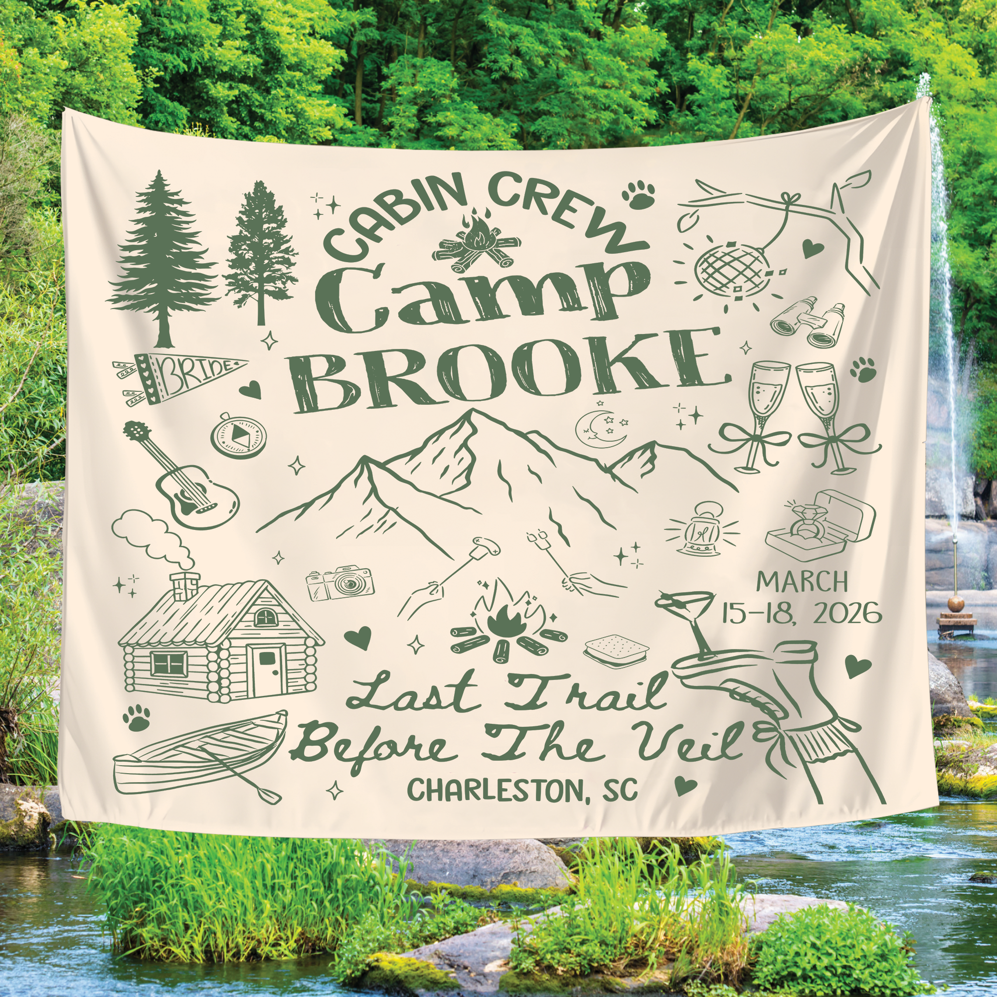 Cabin Crew Bachelorette Tapestry – Last Trail Before the Veil Cabin Crew Bachelorette Tapestry – Last Trail Before the Veil - Image 5