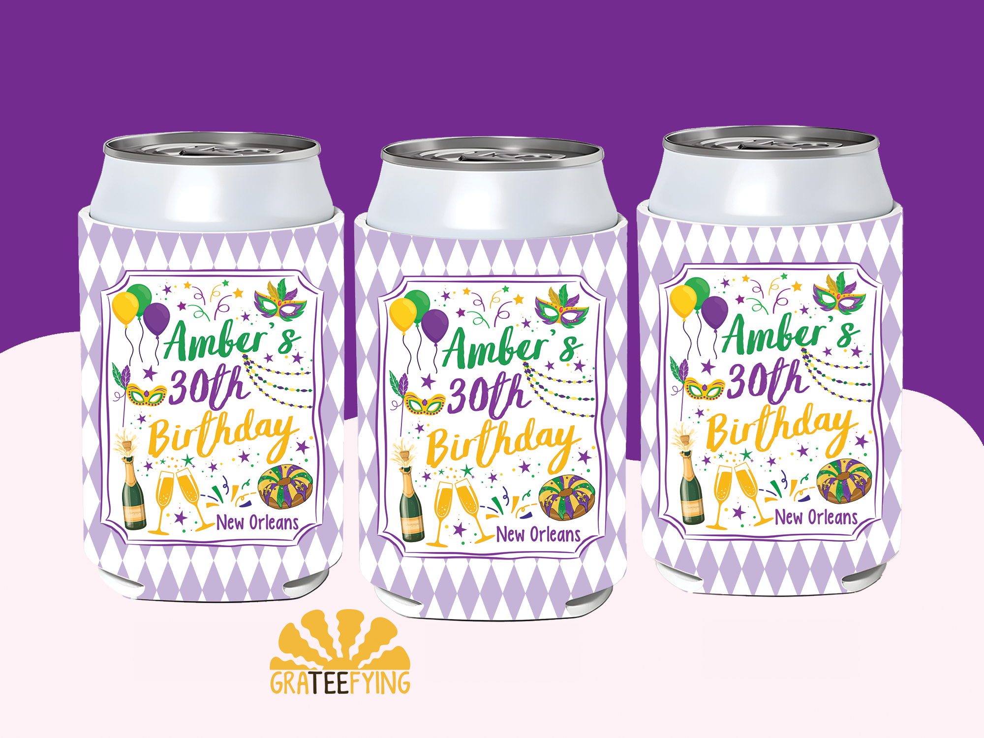 New Orleans Birthday Party Can Cooler, Custom Nola Birthday Can Coozie New Orleans Birthday Party Can Cooler, Custom Nola Birthday Can Coozie - Image 5