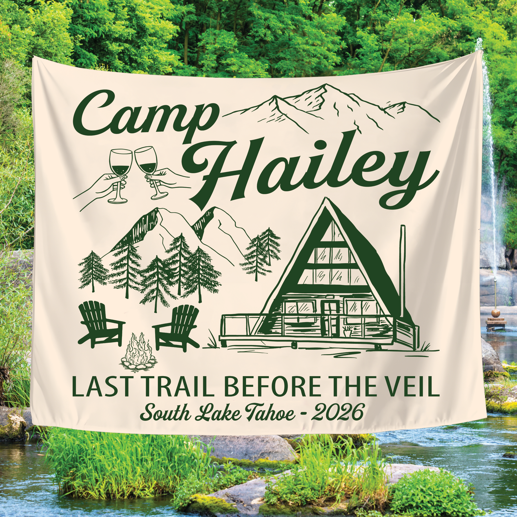 Last Trail Before The Veil Bachelorette Party Tapestry, Custom Cabin Bachelorette Banner Last Trail Before The Veil Bachelorette Party Tapestry, Custom Cabin Bachelorette Banner - Image 5