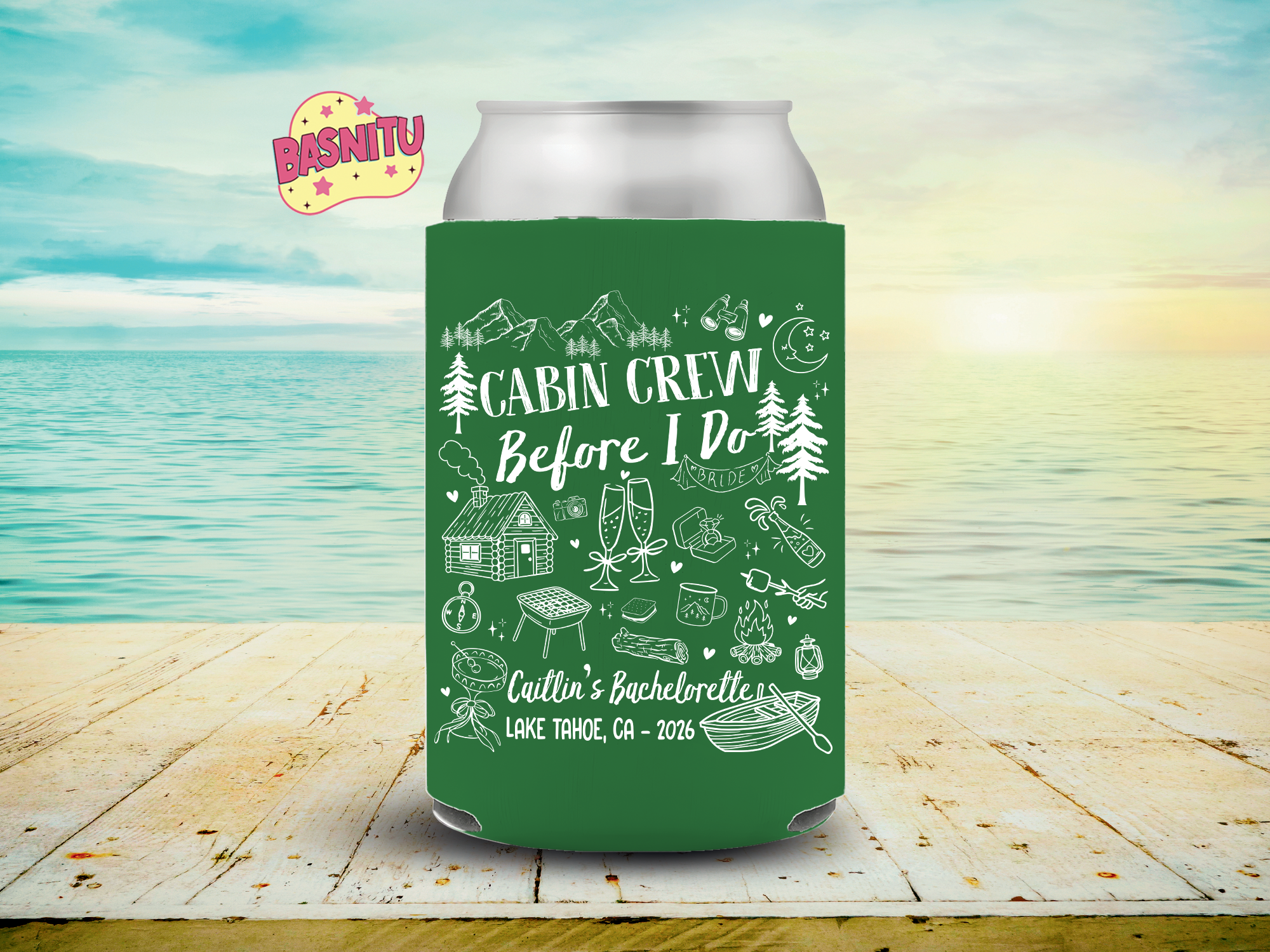 Custom Camp Bachelorette Party Can Cooler, Cabin Crew Before I Do Party Can Coozie Custom Camp Bachelorette Party Can Cooler, Cabin Crew Before I Do Party Can Coozie - Image 5