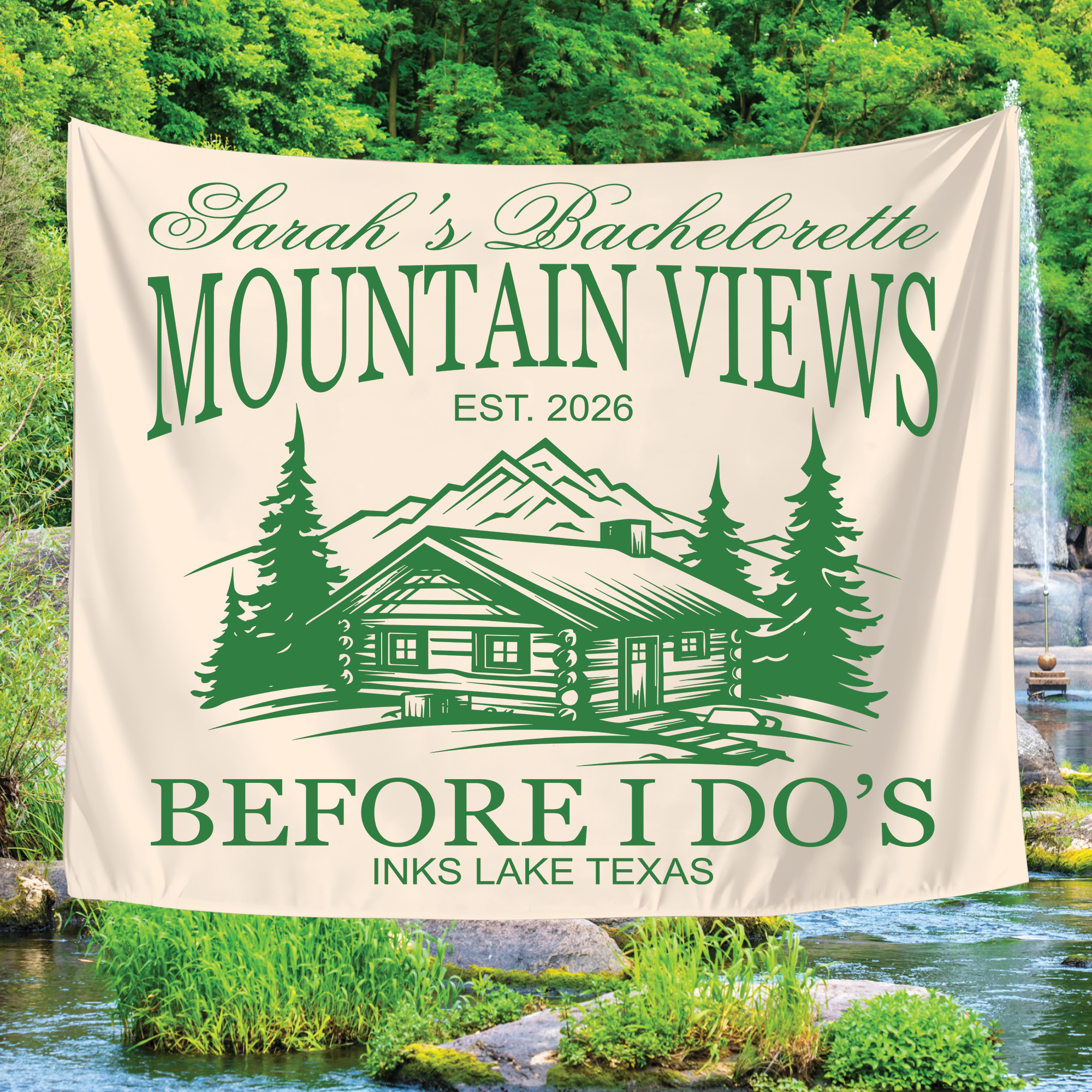 Mountain Views Before I Do Tapestry, Camping Bachelorette Banner Mountain Views Before I Do Tapestry, Camping Bachelorette Banner - Image 5