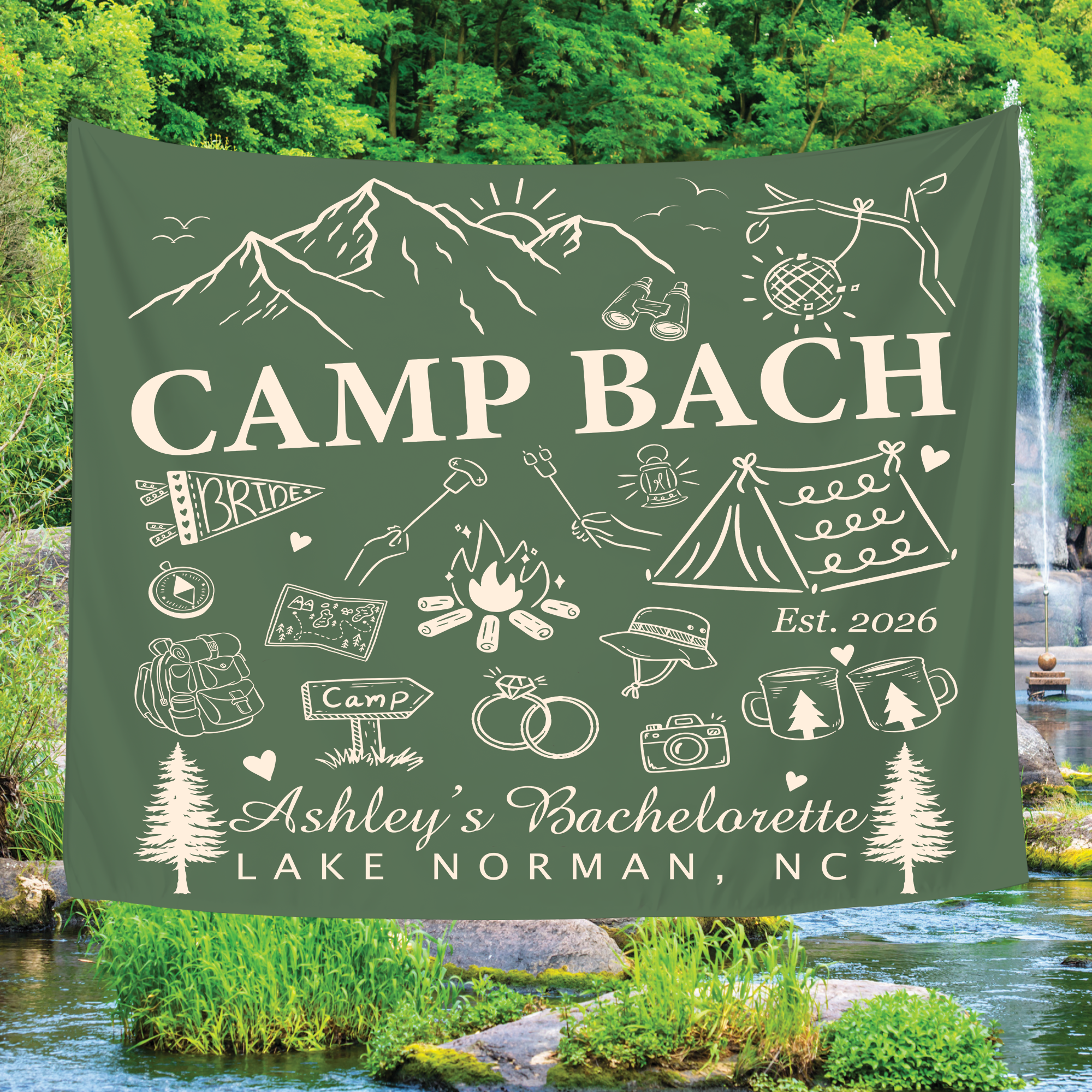 Custom Camp Bachelorette Tapestry, Outdoor Bachelorette Party Banner Custom Camp Bachelorette Tapestry, Outdoor Bachelorette Party Banner - Image 5