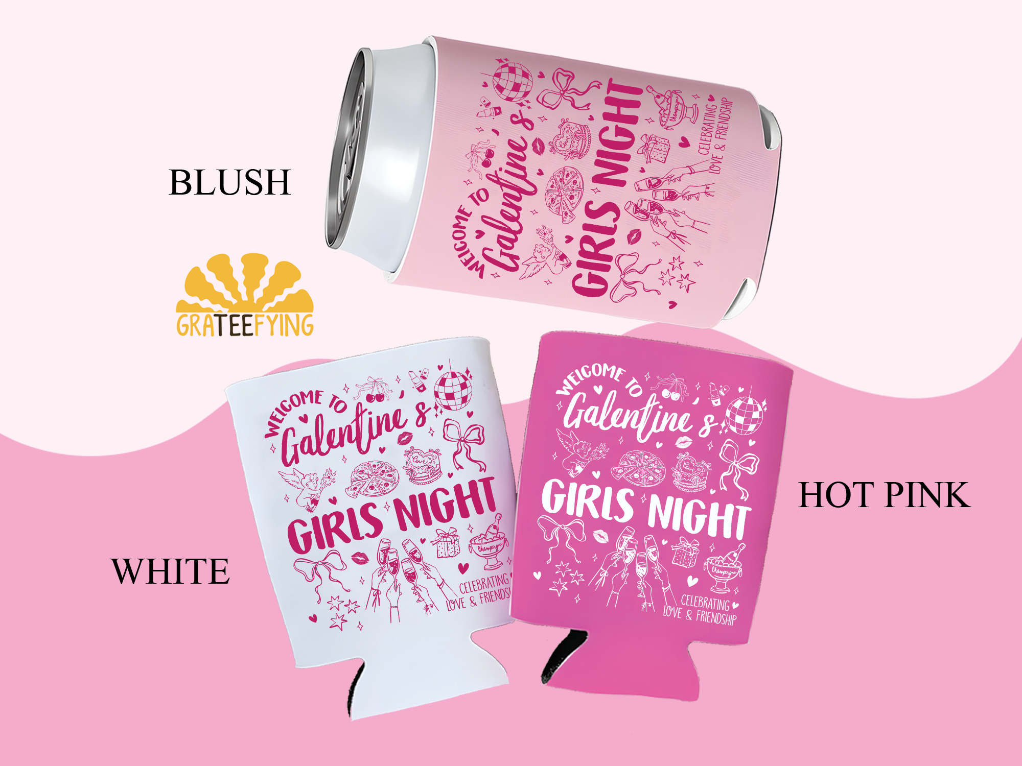 Galentines Party Can Cooler, Galentines Girls Night Party Can Sleeve Galentines Party Can Cooler, Galentines Girls Night Party Can Sleeve - Image 5