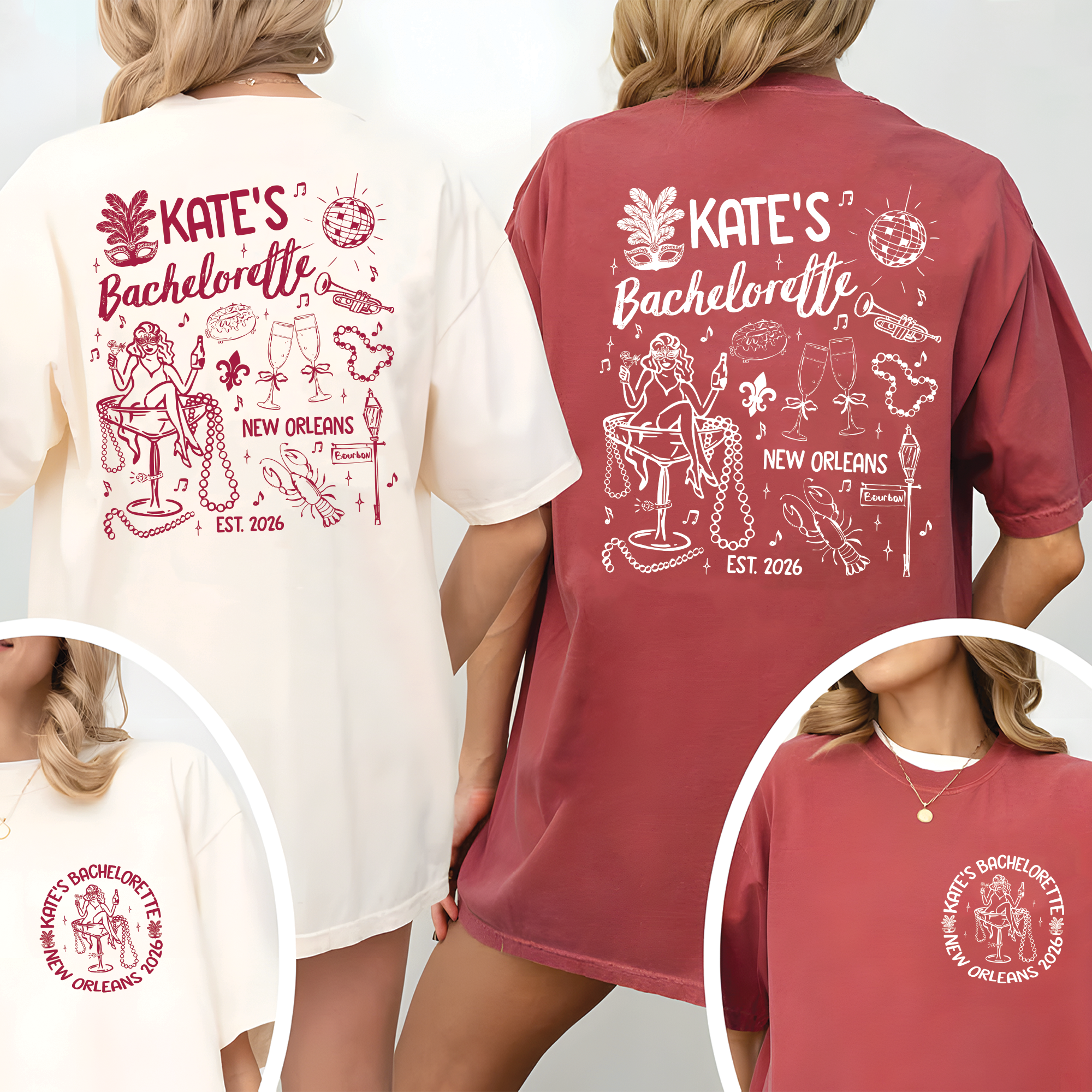 Custom Mardi Gras Bachelorette Shirt, Bach Party Matching Shirt Custom Mardi Gras Bachelorette Shirt, Bach Party Matching Shirt - Image 5