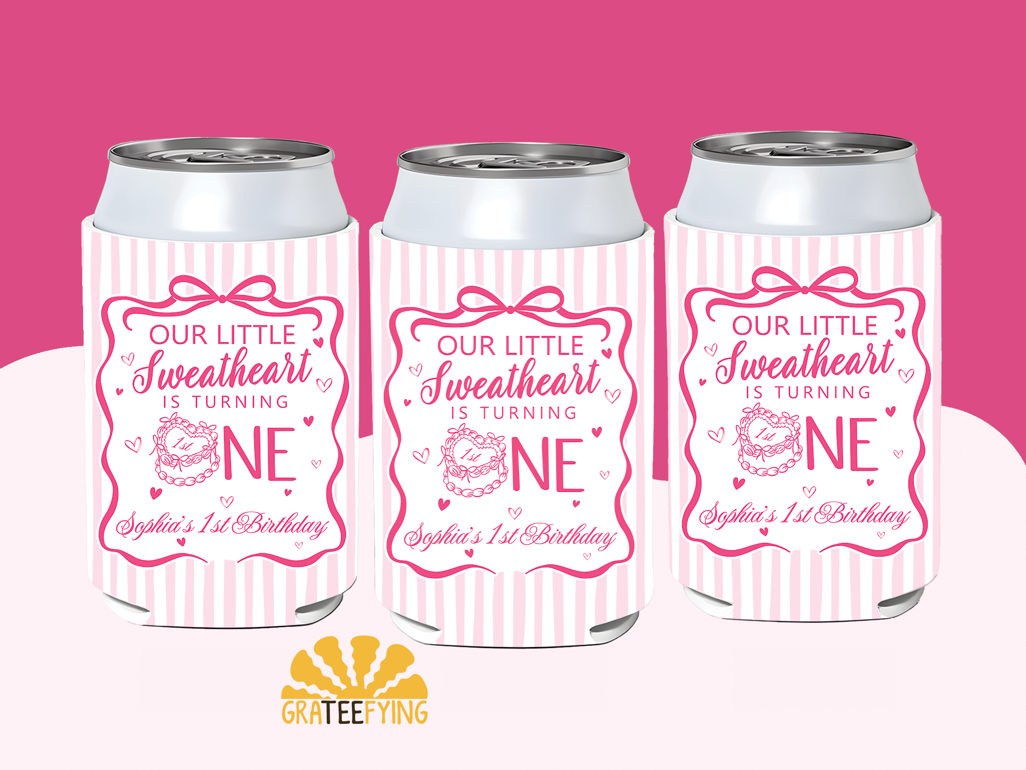 Little Sweetheart 1st Birthday Can Cooler – Our Little Sweetheart Is Turning One Party Favor Little Sweetheart 1st Birthday Can Cooler – Our Little Sweetheart Is Turning One Party Favor - Image 5