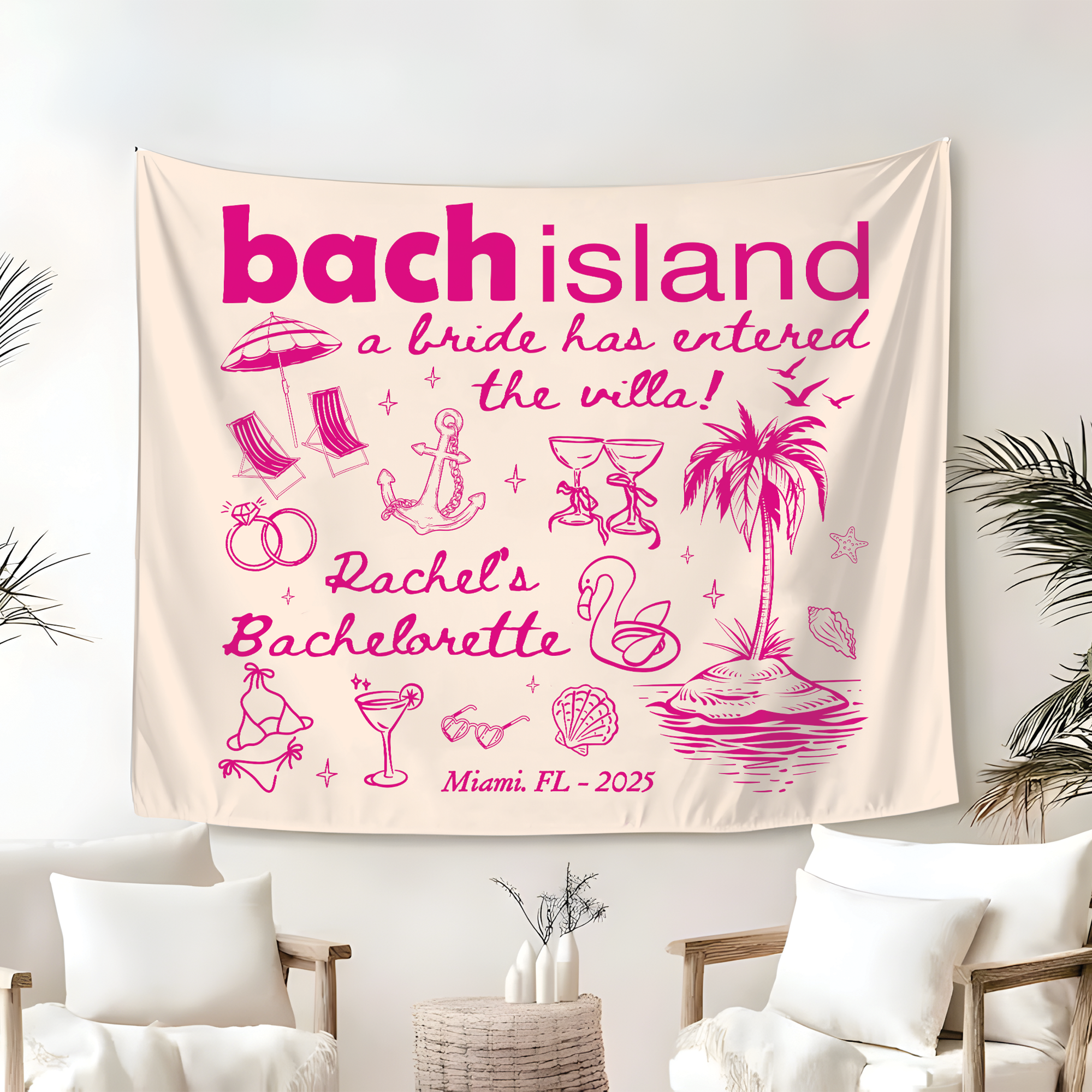 A Bride Has Entered the Villa Tapestry, Bach Island Bachelorette Banner A Bride Has Entered the Villa Tapestry, Bach Island Bachelorette Banner - Image 6