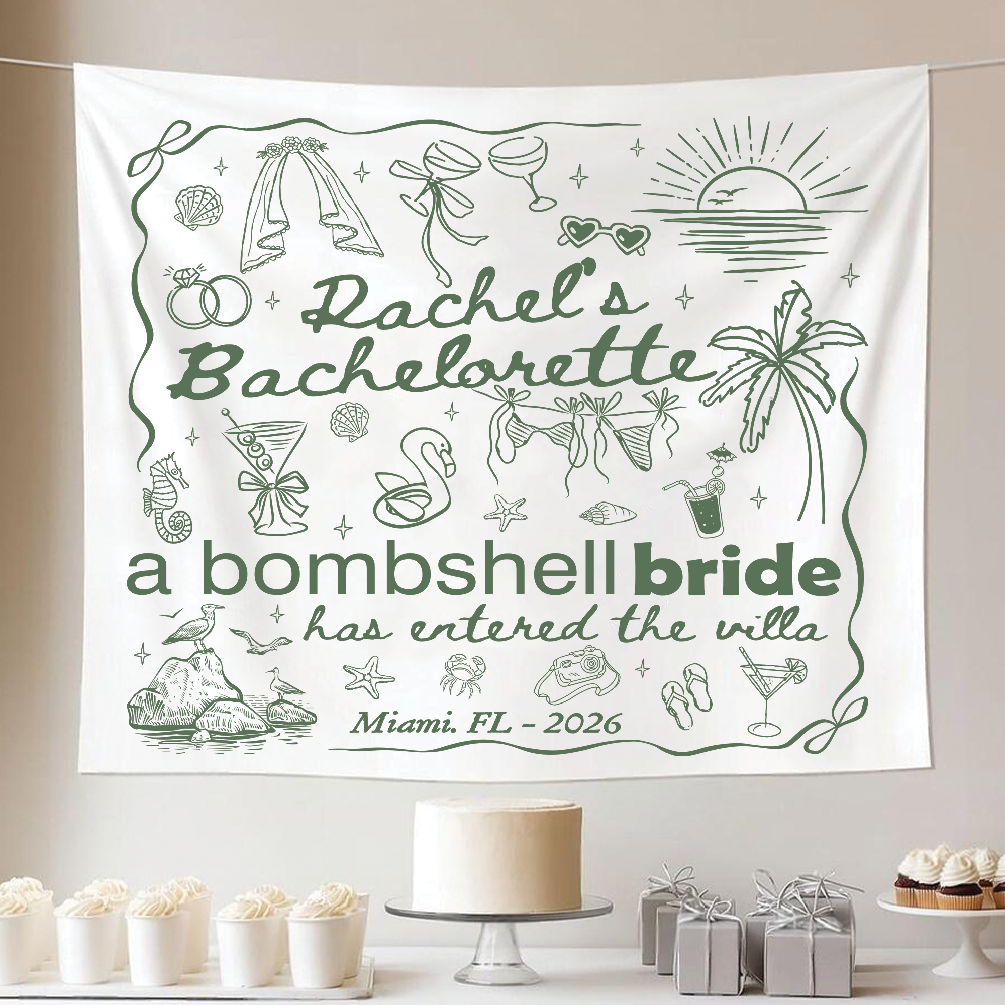 A Bombshell Bride Has Entered The Villa Tapestry, Bach Island Bachelorette Banner A Bombshell Bride Has Entered The Villa Tapestry, Bach Island Bachelorette Banner - Image 6