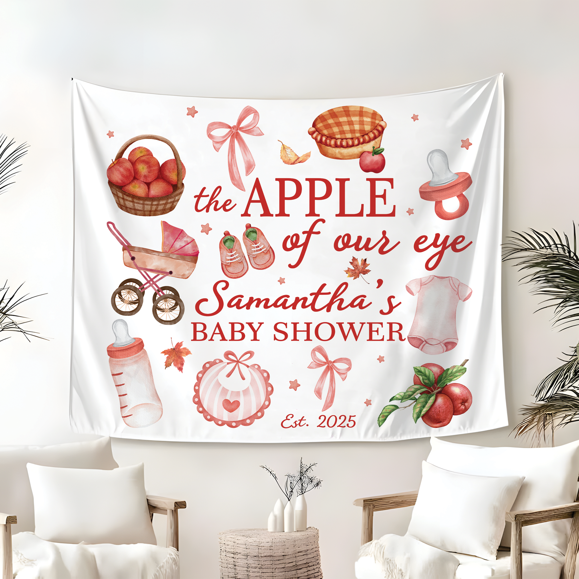 Apple of Our Eye Baby Shower Tapestry Apple of Our Eye Baby Shower Tapestry - Image 3