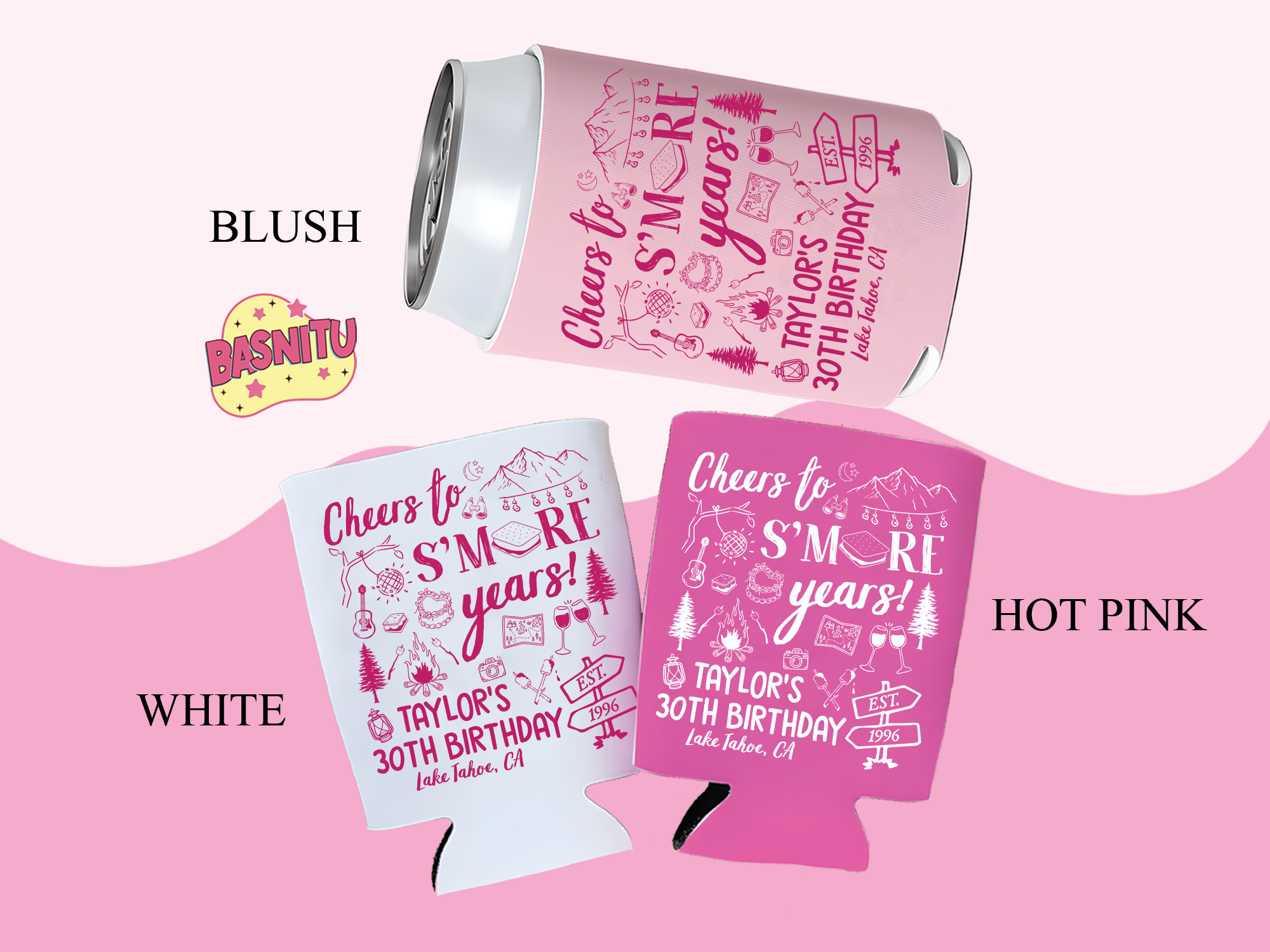 Cheers to S'more Years Birthday Can Cooler, Camping Birthday Party Can Coozie Cheers to S'more Years Birthday Can Cooler, Camping Birthday Party Can Coozie - Image 6