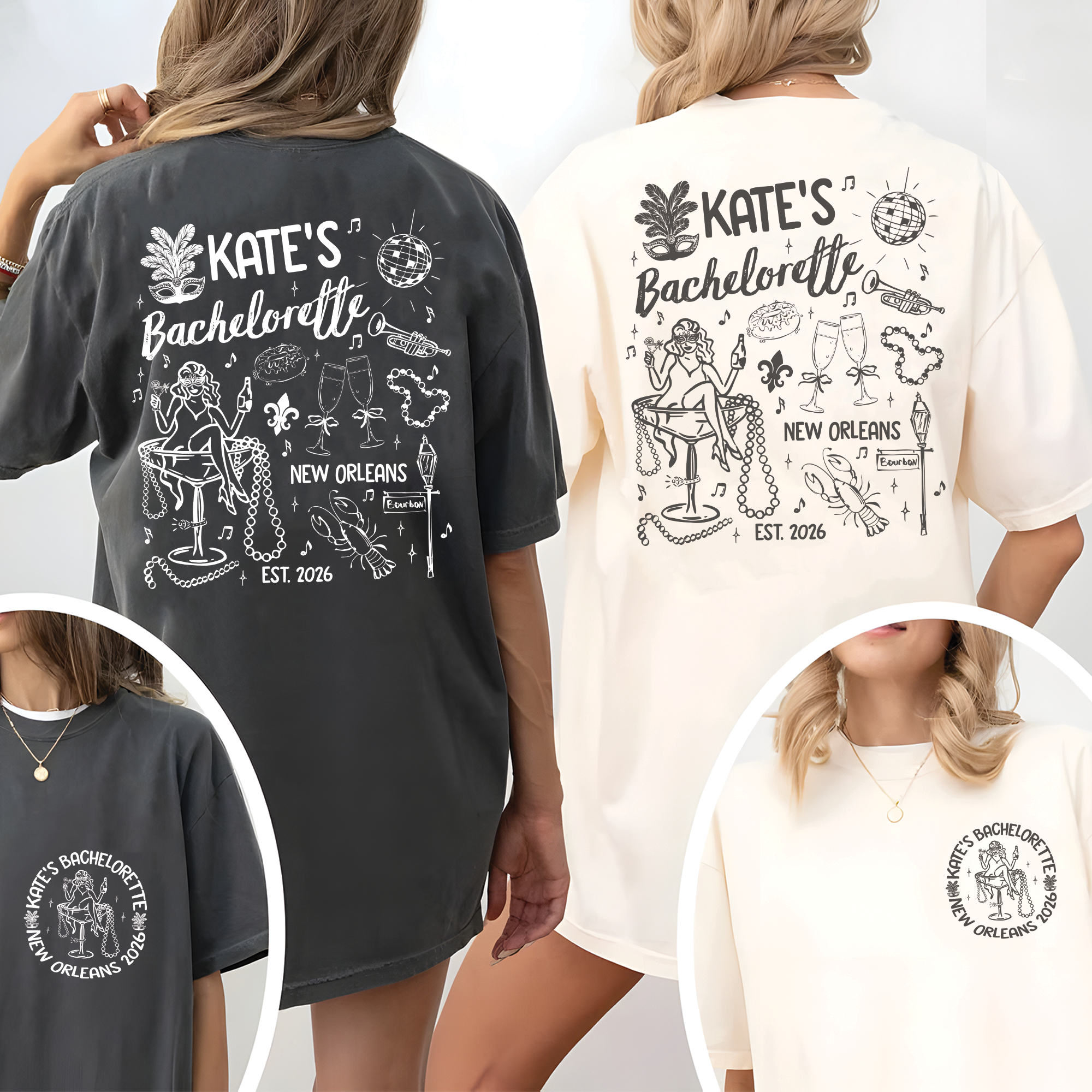 Custom Mardi Gras Bachelorette Shirt, Bach Party Matching Shirt Custom Mardi Gras Bachelorette Shirt, Bach Party Matching Shirt - Image 6