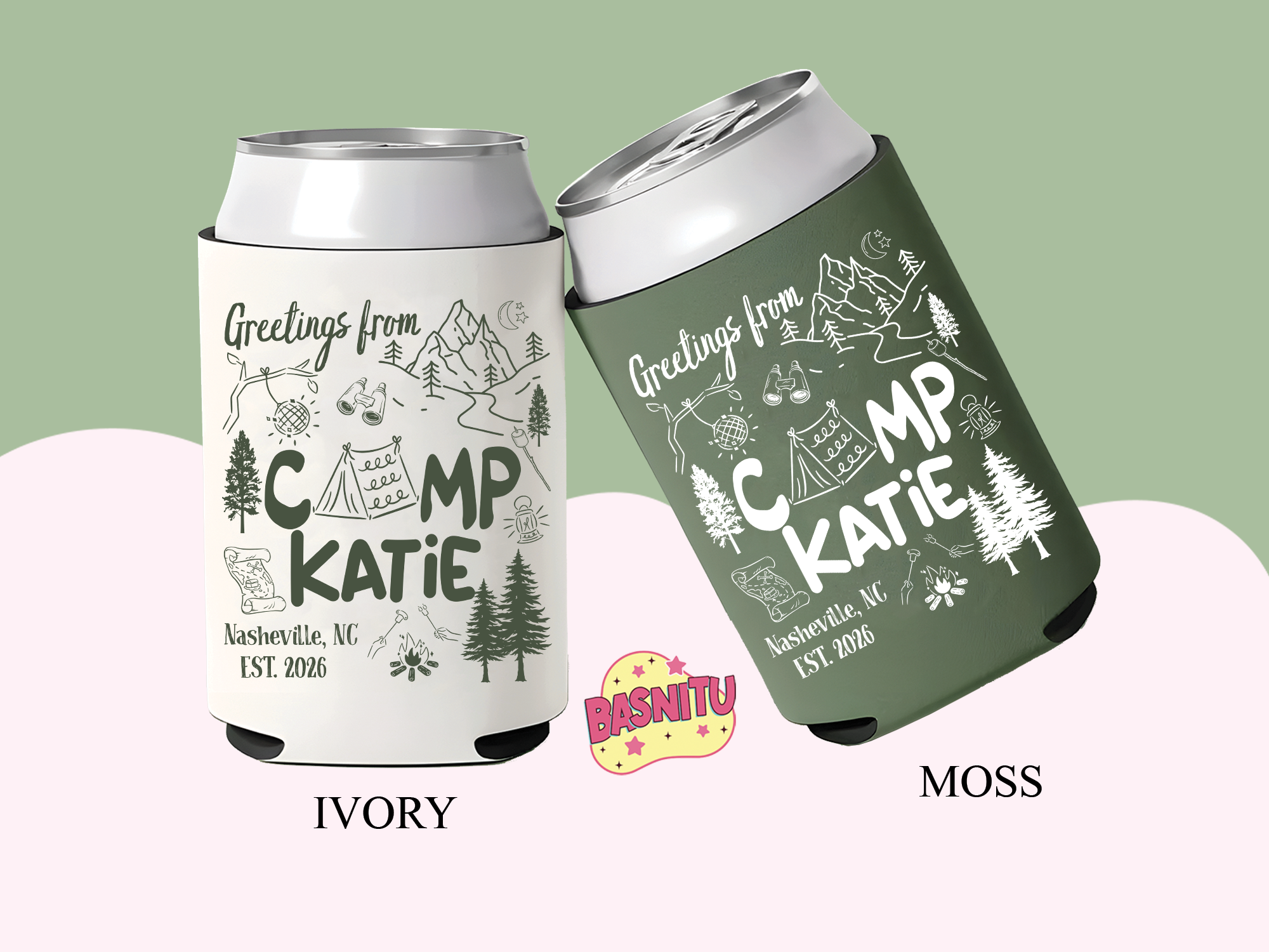 Camp Bach Can Cooler, Camp Bachelorette Coozie, Glamping Bachelorette Can Sleeve Camp Bach Can Cooler, Camp Bachelorette Coozie, Glamping Bachelorette Can Sleeve - Image 6