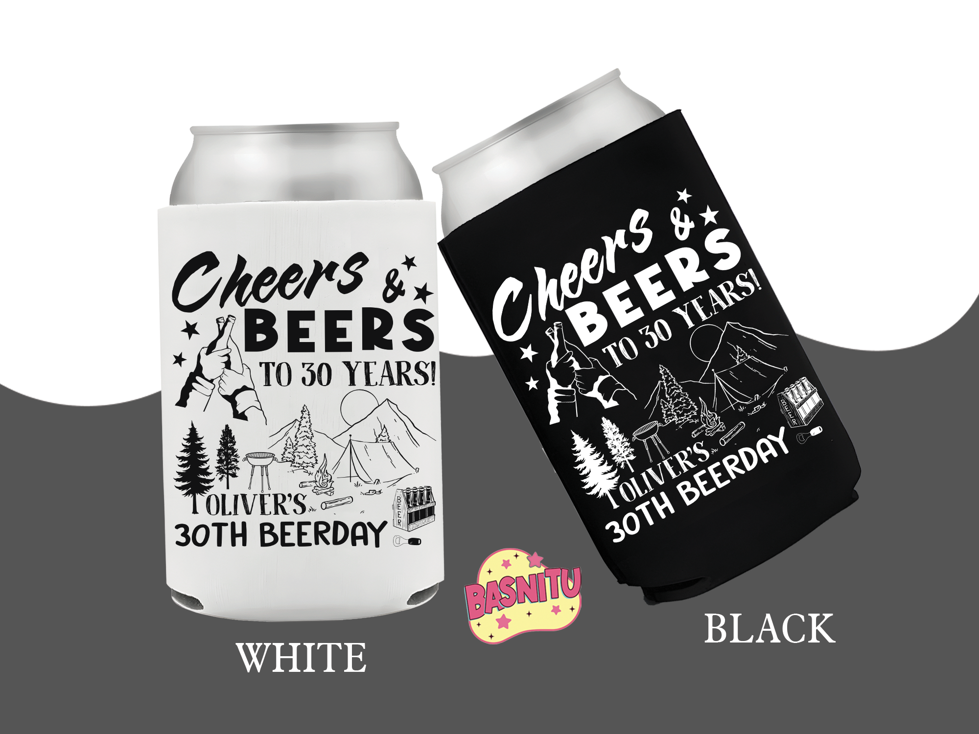 Cheers & Beers To 30 Years Can Cooler, Men's Birthday Party Can Coozie Cheers & Beers To 30 Years Can Cooler, Men's Birthday Party Can Coozie - Image 6