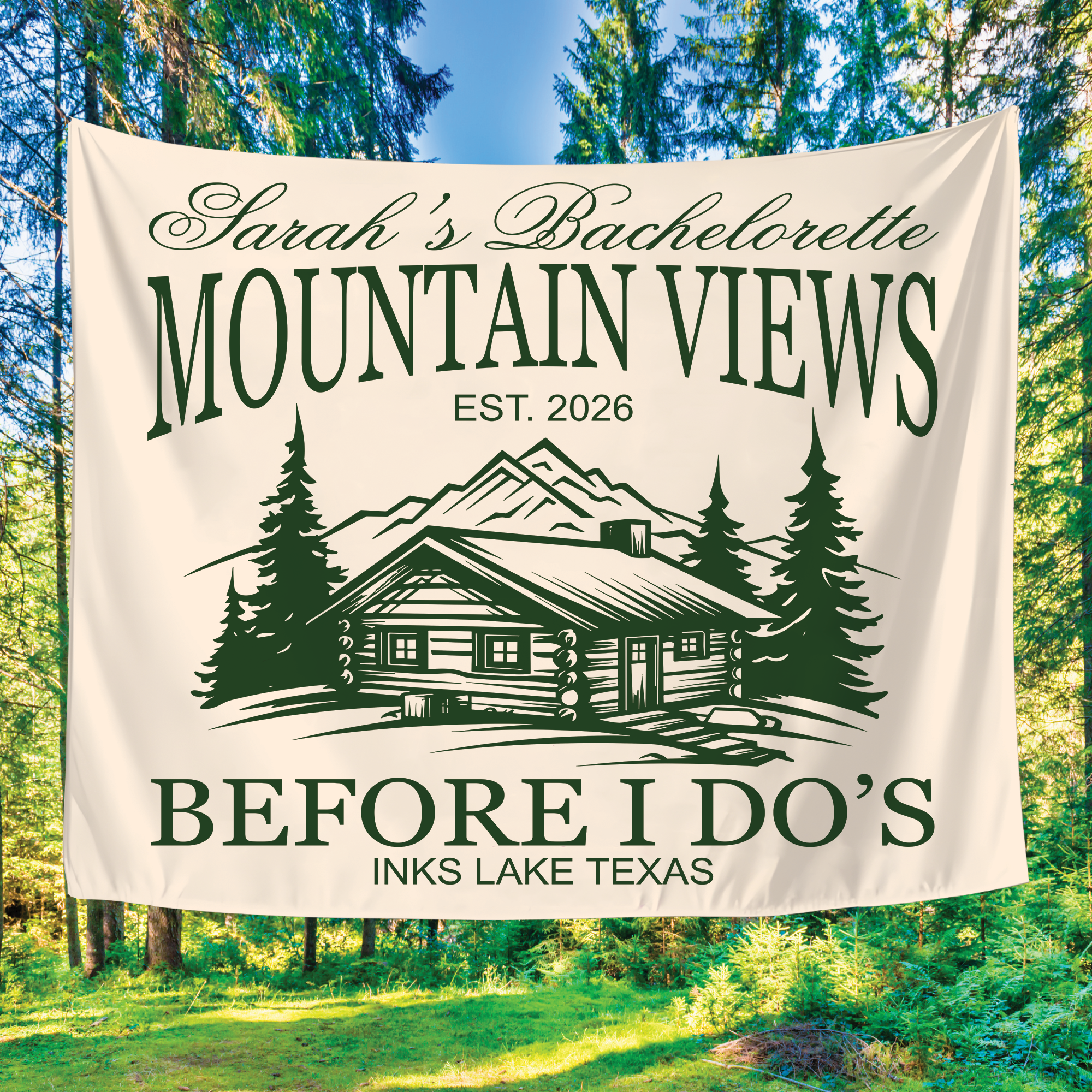 Mountain Views Before I Do Tapestry, Camping Bachelorette Banner Mountain Views Before I Do Tapestry, Camping Bachelorette Banner - Image 6