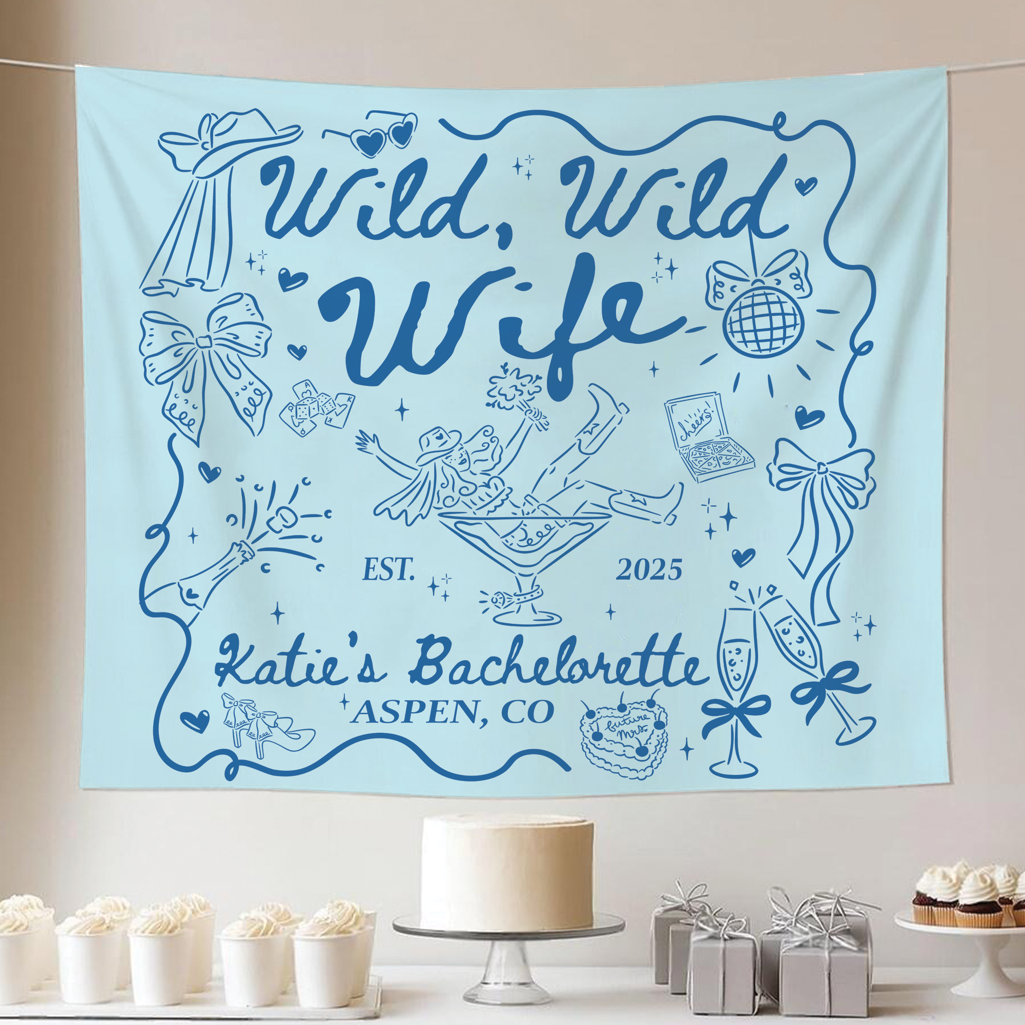 Wild Wild Wife Bachelorette Tapestry, Country Western Bachelorette Banner Wild Wild Wife Bachelorette Tapestry, Country Western Bachelorette Banner - Image 6