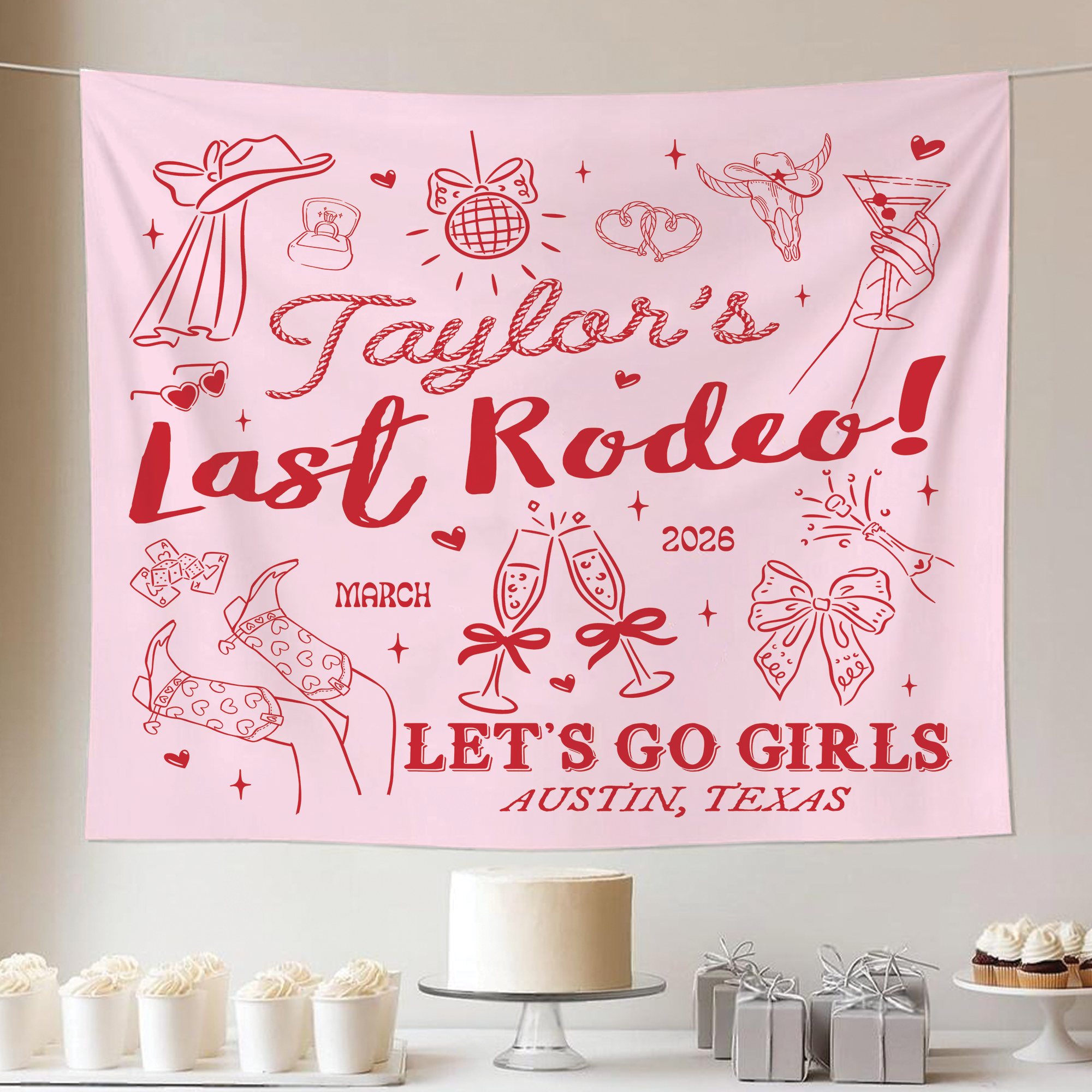 Last Rodeo Bachelorette Party Tapestry, Let's Go Girls Backdrop Last Rodeo Bachelorette Party Tapestry, Let's Go Girls Backdrop - Image 7