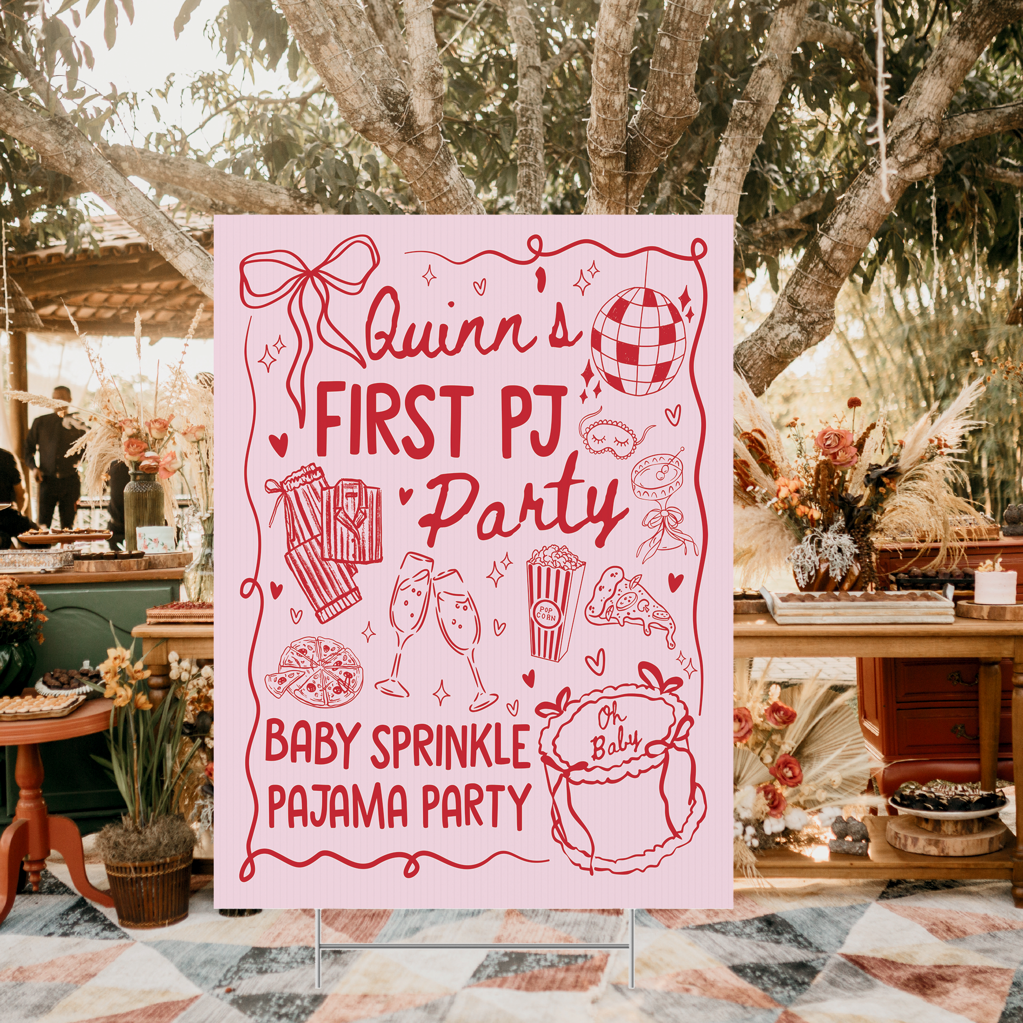 Baby Sprinkle Pajama Party Tapestry, PJS Baby Shower Banner Baby Sprinkle Pajama Party Tapestry, PJS Baby Shower Banner - Image 7