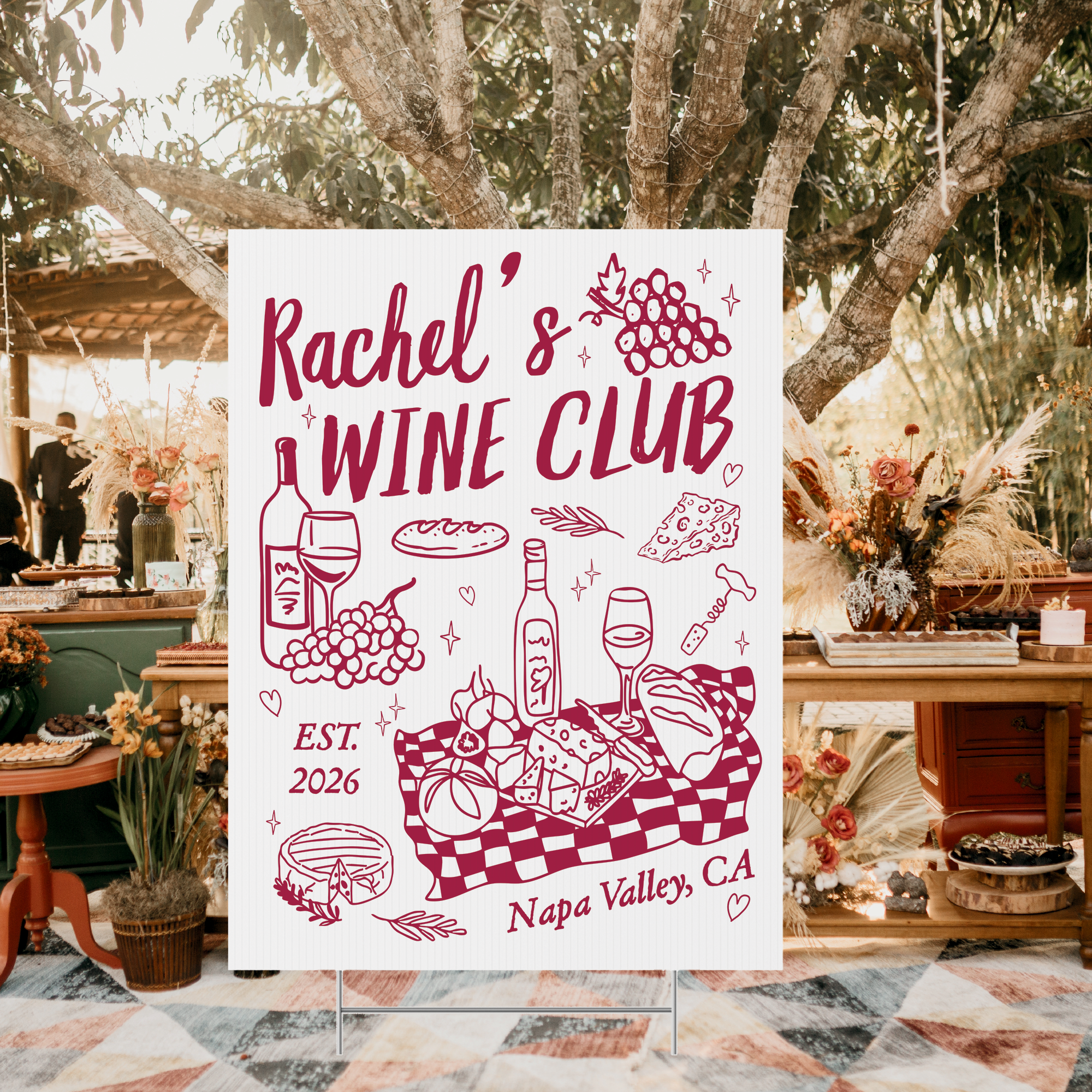 Wine Club Bachelorette Party Tapestry, Wine Girls Weekend Banner Wine Club Bachelorette Party Tapestry, Wine Girls Weekend Banner - Image 7