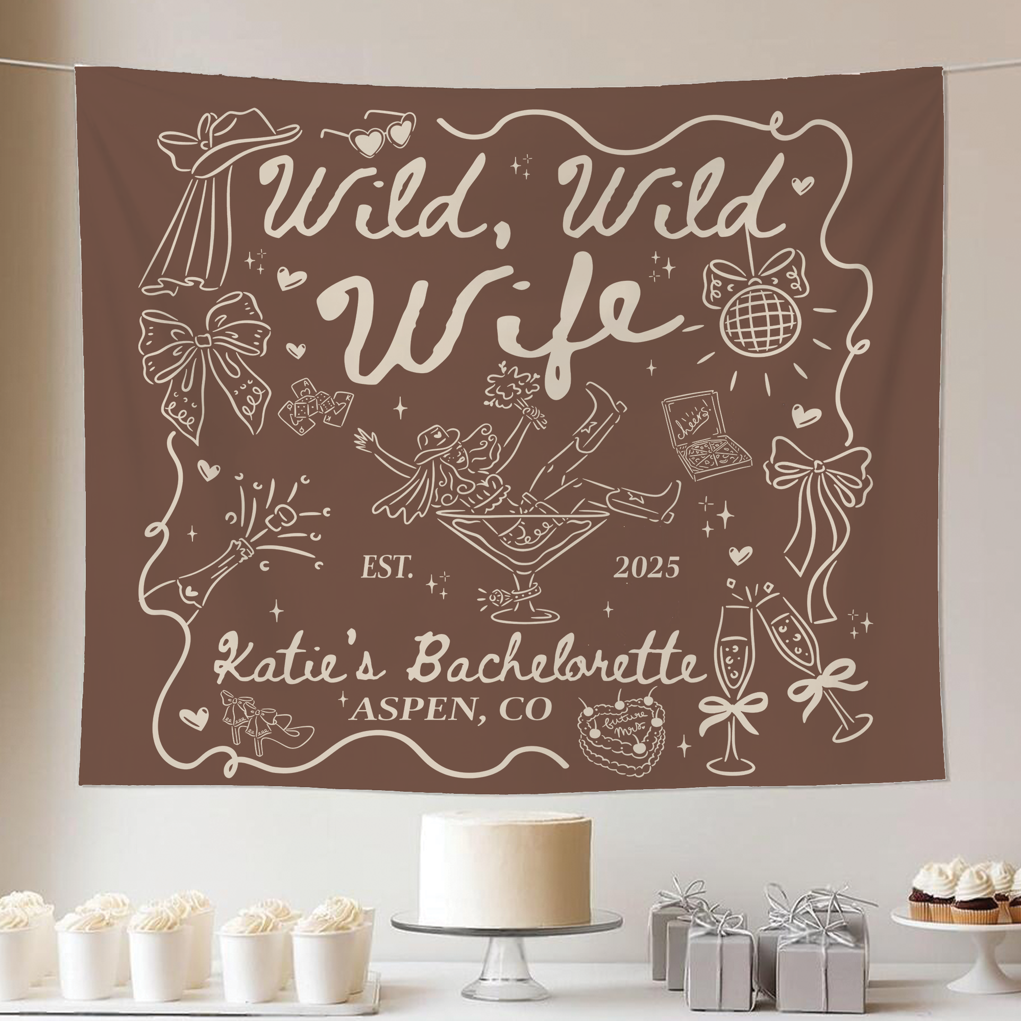 Wild Wild Wife Bachelorette Tapestry, Country Western Bachelorette Banner Wild Wild Wife Bachelorette Tapestry, Country Western Bachelorette Banner - Image 7