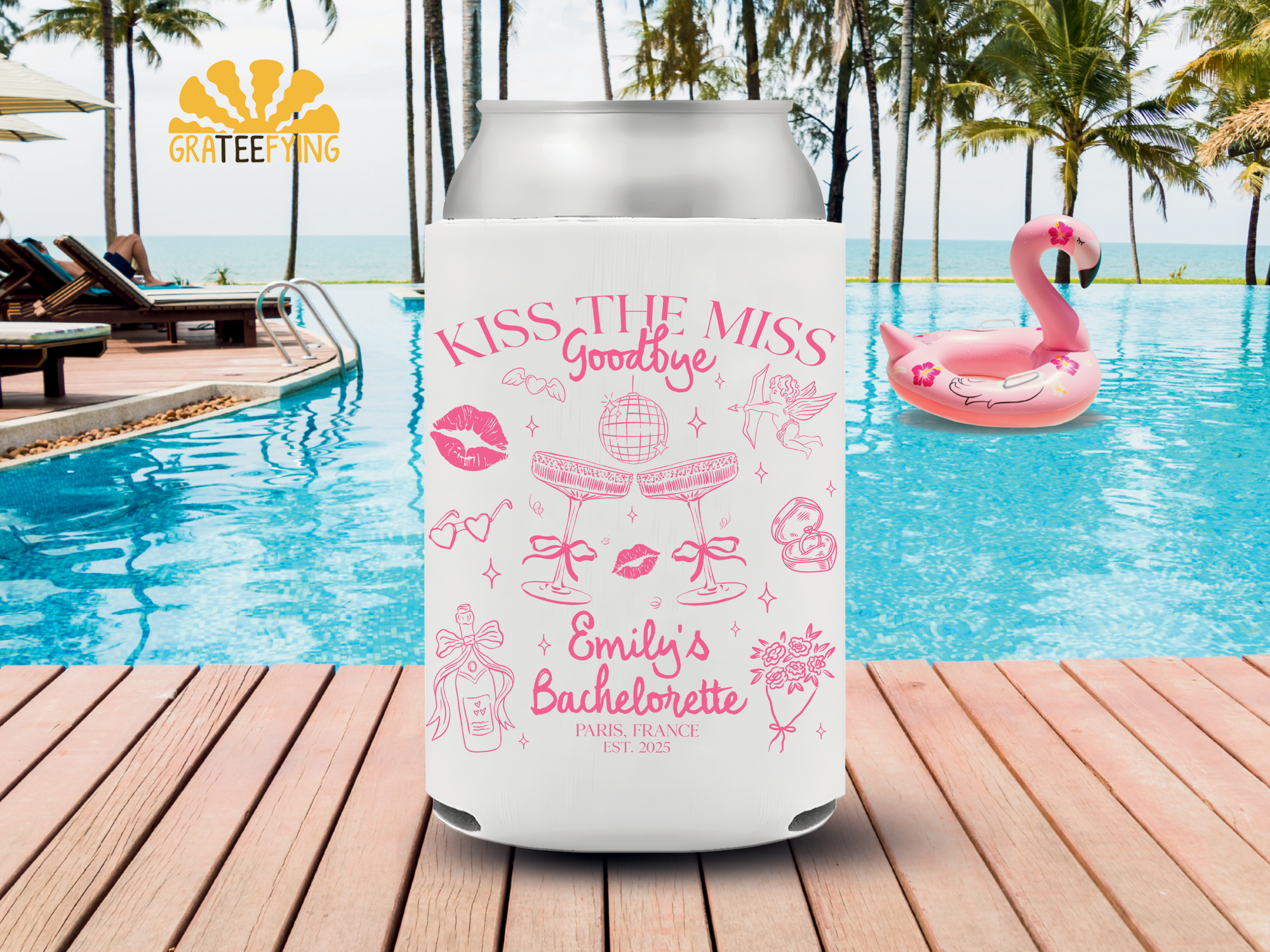 Kiss the Miss Goodbye Bachelorette Party Can Cooler Kiss the Miss Goodbye Bachelorette Party Can Cooler - Image 2