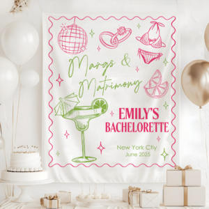 Custom Bridal Shower Party Tapestry, Margs & Matrimony Bachelorette Tapestry